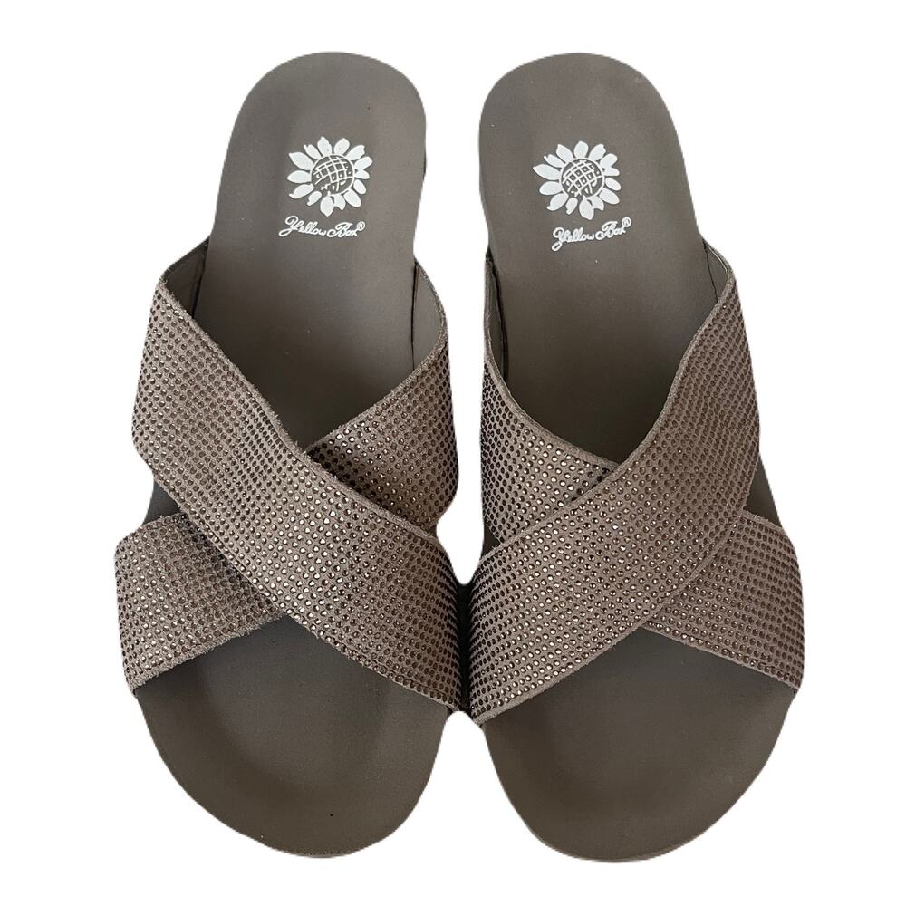 Yellow Box Platform Wedge Sandal - Maxima - Taupe w/Bling - Size 8M